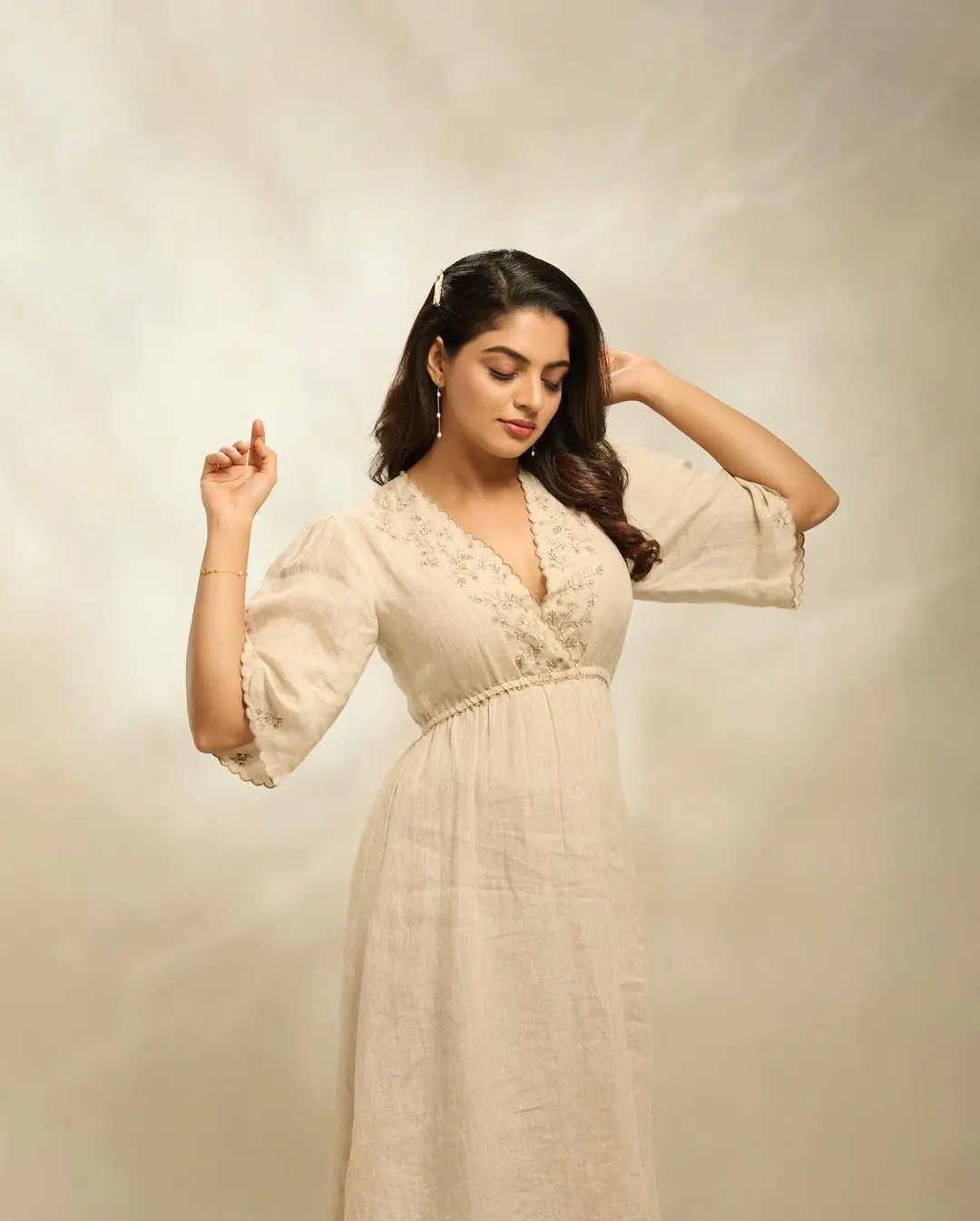 Nikhila Vimal Stills in White Gown